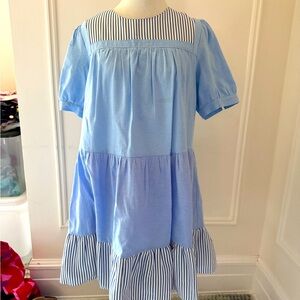English factory tiered short puff sleeve cotton dress Size XS
